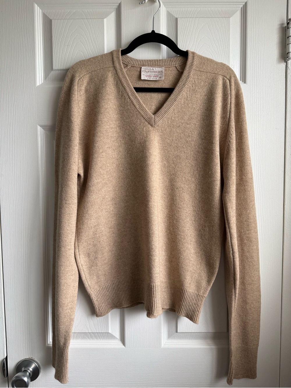 Vintage Lord Jeff 100% Cashmere V-Neck Sweater Beige Size M (Men’s)